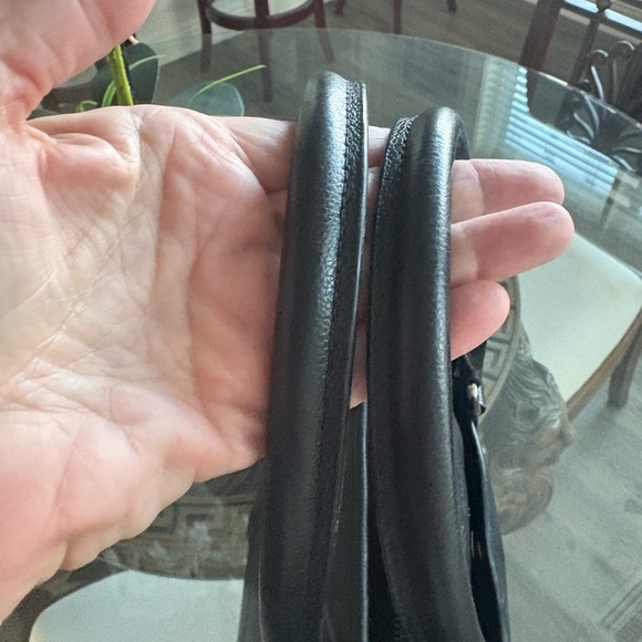 Coach Black Leather Tote with Silver Hardware - Picture 5 of 11